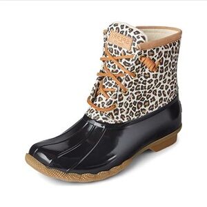 Sperry saltwater animal print duck boots 7.5
